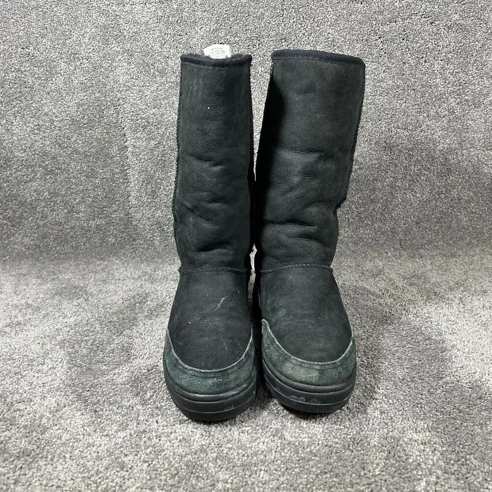 UGG Ultra Tall 5245 Women’s Size 7 Black Sheepskin Pure Wool Winter Boots Used